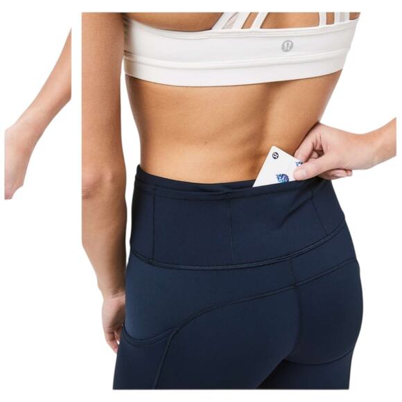 EUC Lululemon Fast & Free 7/8 Tight II Non-Reflective Nulux 25” Long True Navy 4 - Picture 3 of 11